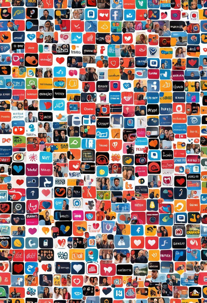 A dynamic collage featuring a diverse group of content creators engaged in vlogging, live broadcasting, and interactive streaming, set against a colorful backdrop of various digital media platform logos. Include modern gadgets like cameras, smartphones, and laptops showcasing live chats and social media feeds. Highlight elements of engagement like hearts, thumbs up, and comments flowing from screens. Capture the energy and excitement of digital interaction. vibrant colors. modern graphic design.